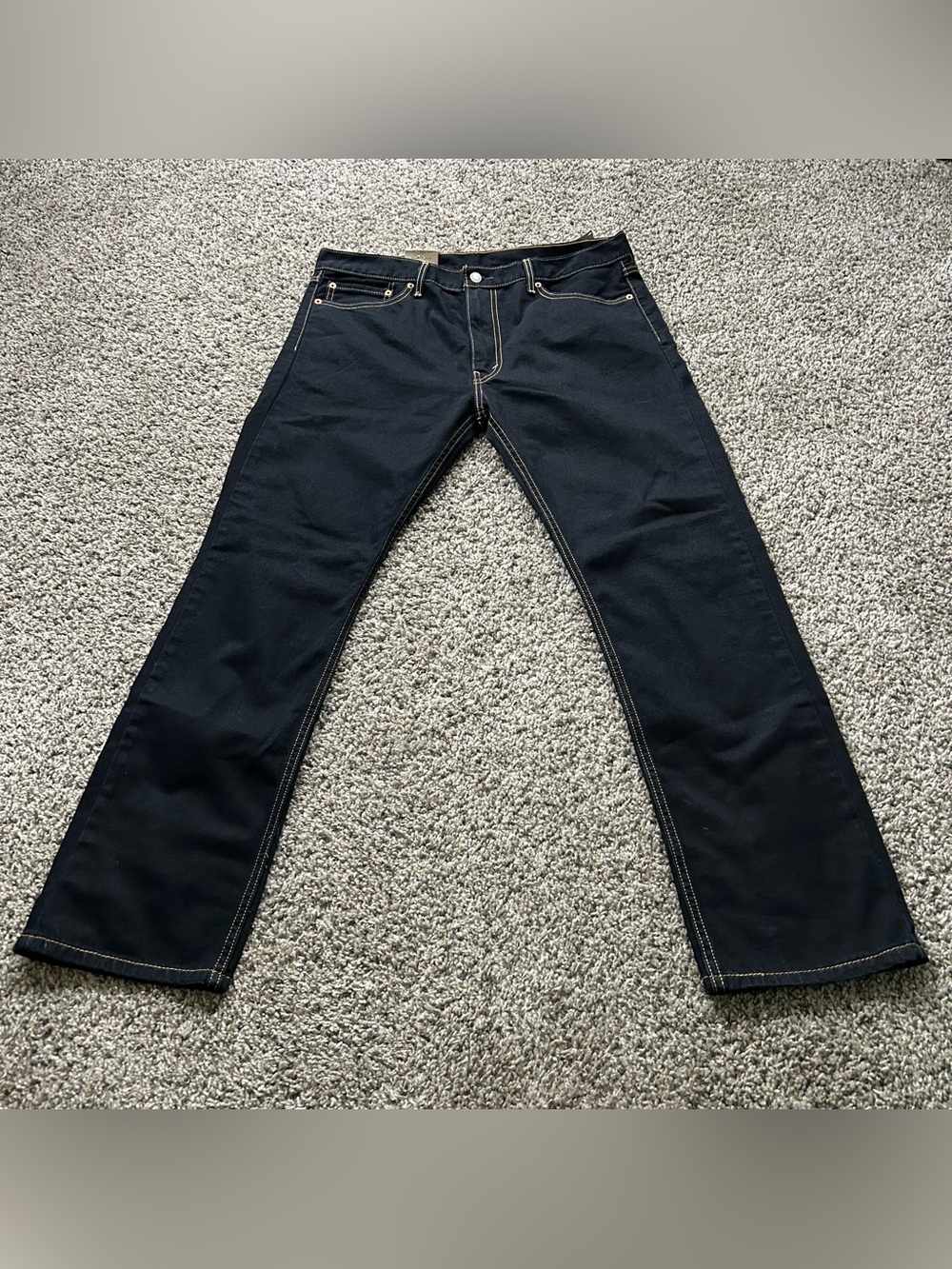 Levis 513 Slim Straight Leg Denim Men's Size 36x30 Dark Blue Pants Irregular